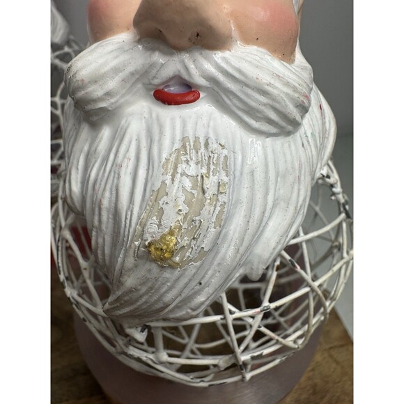 4 Dept 56 Santa Claus Face Round Wire Mesh Cage Christmas Tree Ornaments Rare - Picture 3 of 12